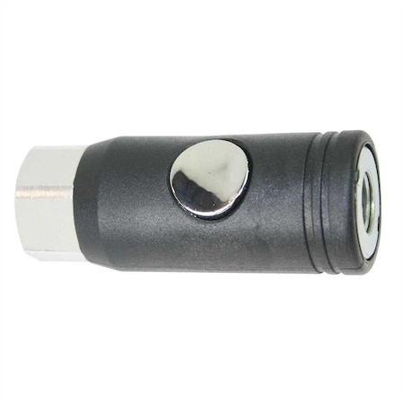 1/4 Inch Universal Push Button Aluminum Coupler X 1/4 Inch Female NPT With Plastic Sleeve, PK 50